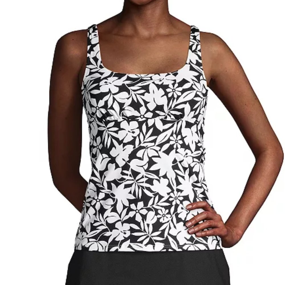 Women's Lands' End UPF 50 Squareneck Underwire Tankini Top
